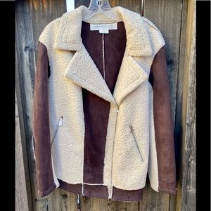 TREASURE AND BOND Faux Suede & Sherpa Jacket MED